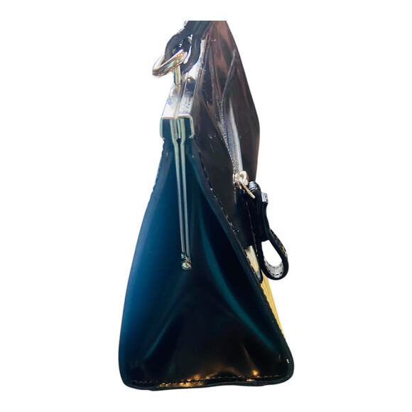 Guess Womens G Goldware Logo Kiss Lock Hobo Leather Black Shoulder Bag Y2K 2000 - Picture 10 of 12